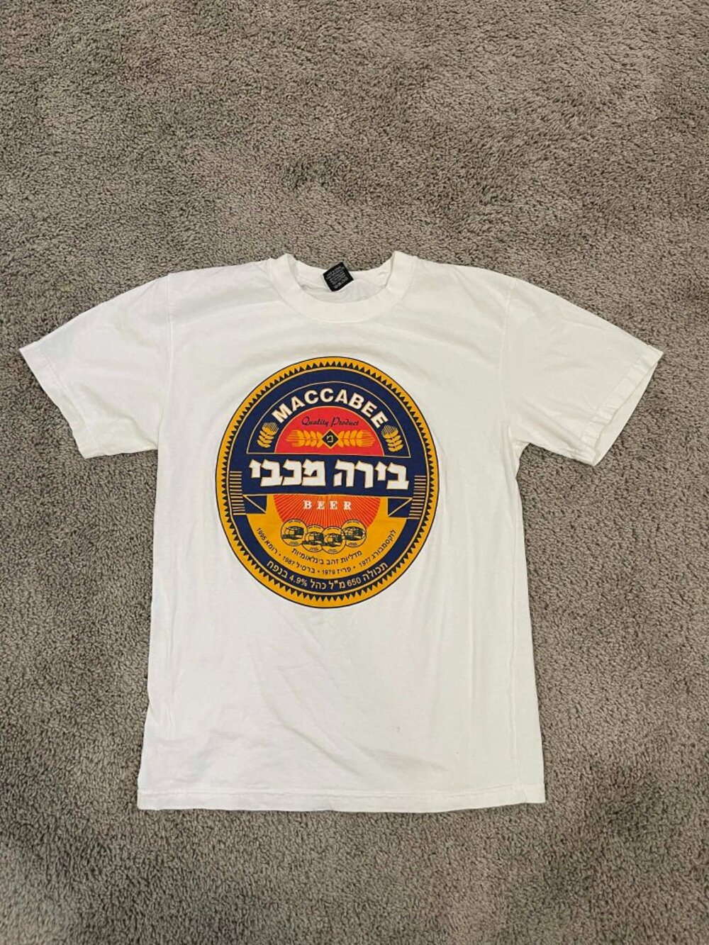 Vintage Maccabee Beer White T-Shirt Men's Size Sm READ